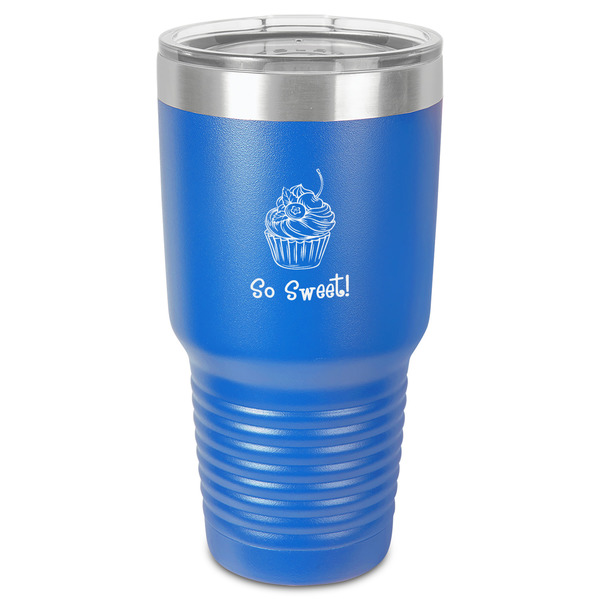 Custom Sweet Cupcakes 30 oz Stainless Steel Tumbler - Royal Blue - Single-Sided (Personalized)