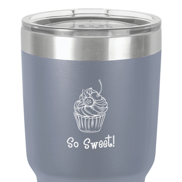 Sweet Cupcakes 30 oz Stainless Steel Ringneck Tumbler - Grey - Close Up