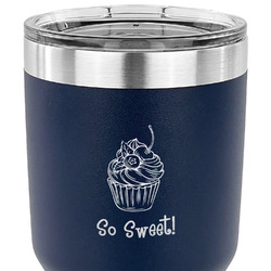 Sweet Cupcakes 30 oz Stainless Steel Tumbler - Navy - Double Sided (Personalized)