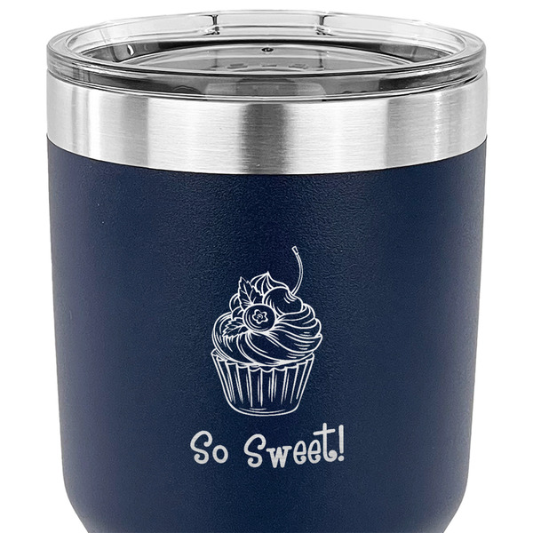 Sweet Cupcakes 30 oz Stainless Steel Ringneck Tumbler - Navy - CLOSE UP