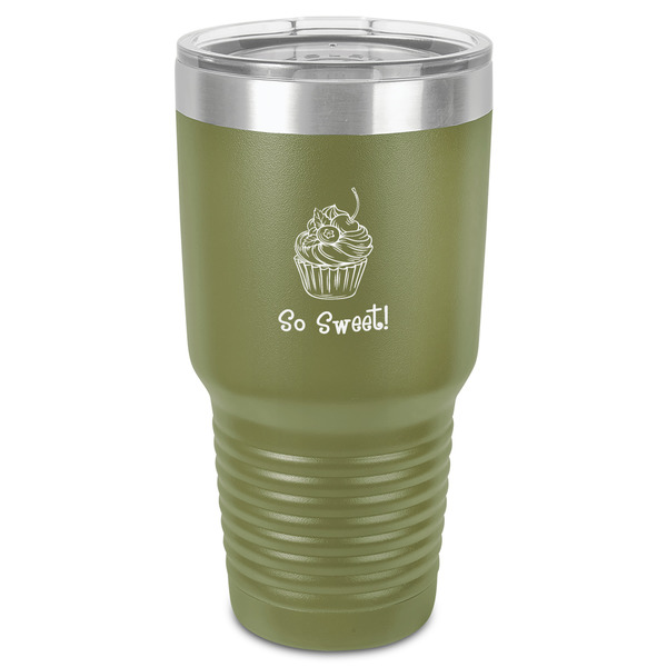 Custom Sweet Cupcakes 30 oz Stainless Steel Tumbler - Olive - Single-Sided (Personalized)