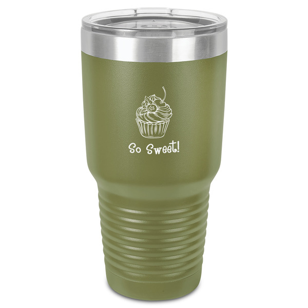 Custom Sweet Cupcakes 30 oz Stainless Steel Tumbler - Olive - Single-Sided (Personalized)