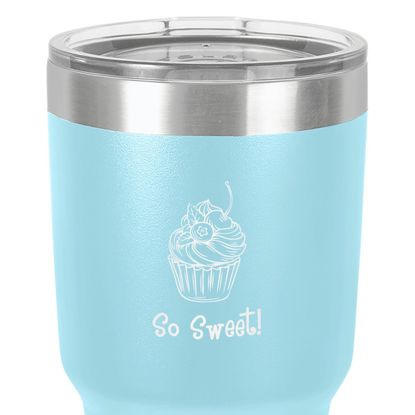 Sweet Cupcakes 30 oz Stainless Steel Ringneck Tumbler - Teal - Close Up