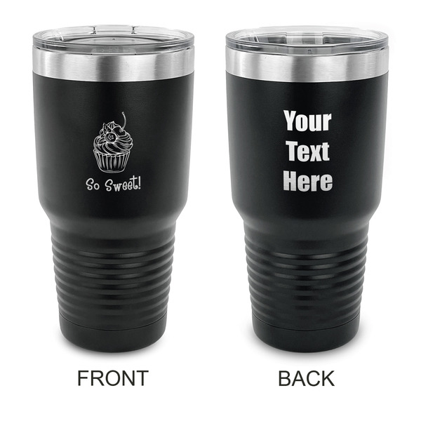 Custom Sweet Cupcakes 30 oz Stainless Steel Tumbler - Black - Double Sided (Personalized)