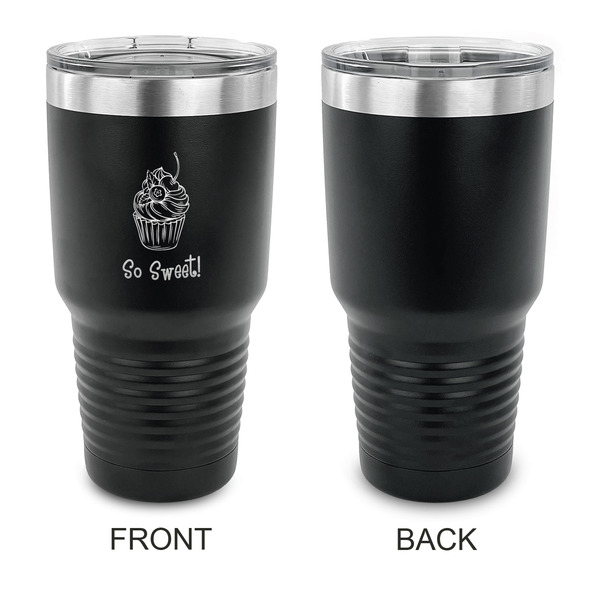 Sweet Cupcakes 30 oz Stainless Steel Ringneck Tumblers - Black - Single Sided - APPROVAL