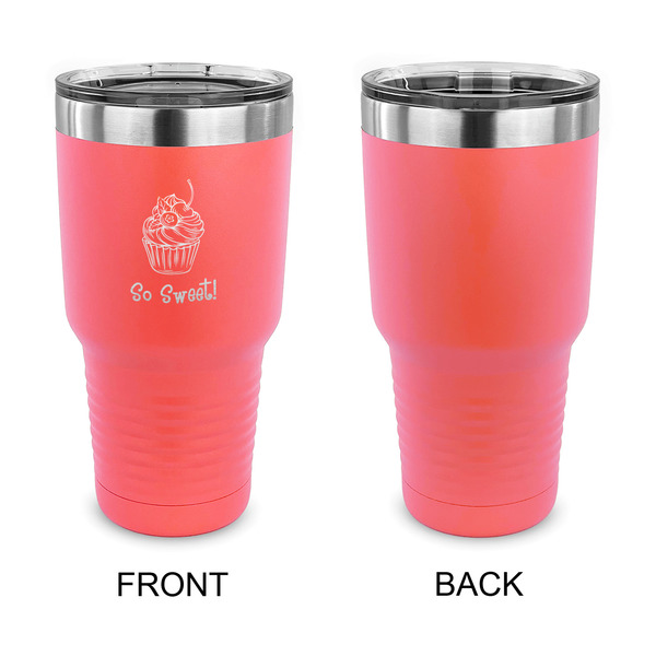 Sweet Cupcakes 30 oz Stainless Steel Ringneck Tumblers - Coral - Single Sided - APPROVAL