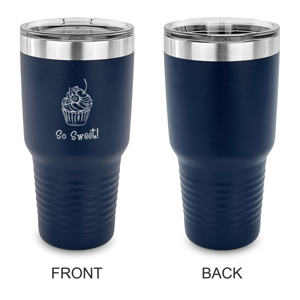Sweet Cupcakes 30 oz Stainless Steel Ringneck Tumblers - Navy - Single Sided - APPROVAL