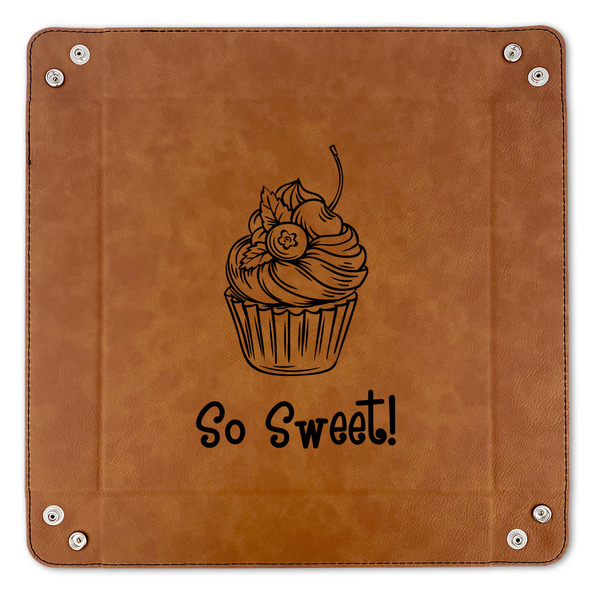 Sweet Cupcakes 9" x 9" Leatherette Snap Up Tray - APPROVAL (FLAT)
