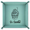 Sweet Cupcakes 9" x 9" Teal Leatherette Snap Up Tray - FOLDED
