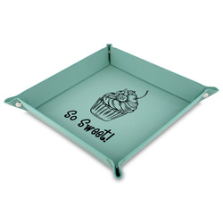 Sweet Cupcakes 9" x 9" Teal Faux Leather Valet Tray (Personalized)
