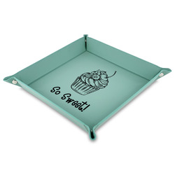 Sweet Cupcakes Faux Leather Dice Tray - 9" x 9"  - Teal