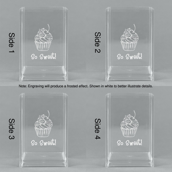 Sweet Cupcakes Acrylic Pen Holder - All Sides