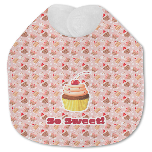Custom Sweet Cupcakes Jersey Knit Baby Bib w/ Name or Text