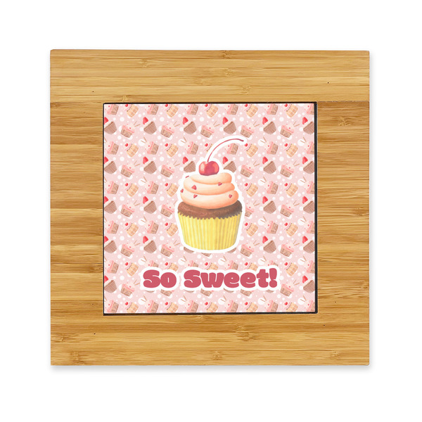 Custom Sweet Cupcakes Bamboo Trivet with Ceramic Tile Insert (Personalized)