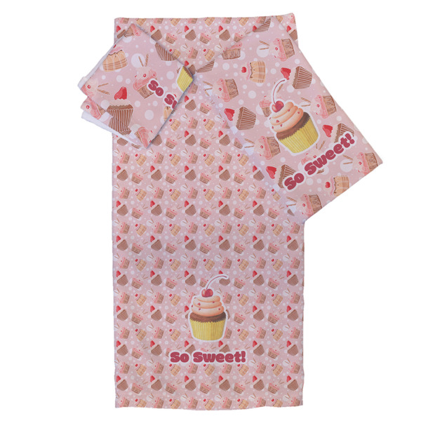Custom Sweet Cupcakes Bath Towel Set - 3 Pcs (Personalized)