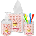 Sweet Cupcakes Acrylic Bathroom Accessories Set w/ Name or Text