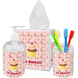 Sweet Cupcakes Acrylic Bathroom Accessories Set w/ Name or Text