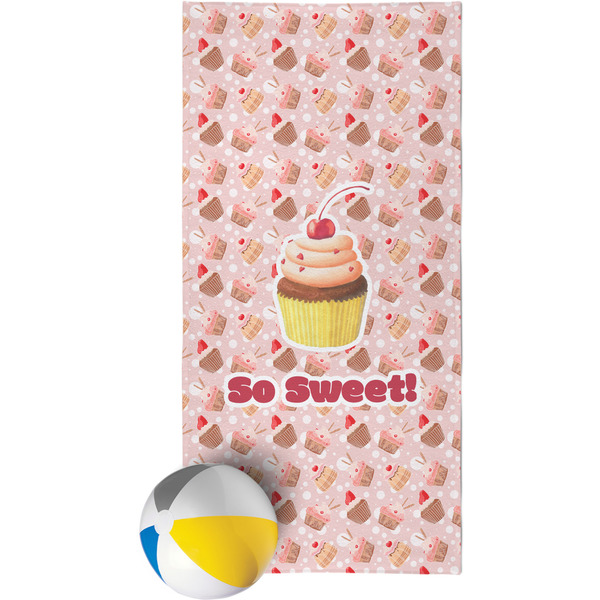 Custom Sweet Cupcakes Beach Towel w/ Name or Text