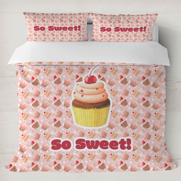 Custom Sweet Cupcakes Duvet Cover Set - King w/ Name or Text