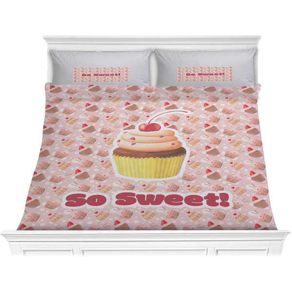 Custom Sweet Cupcakes Comforter Set - King w/ Name or Text
