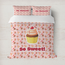 Sweet Cupcakes Duvet Cover Set - Full / Queen w/ Name or Text