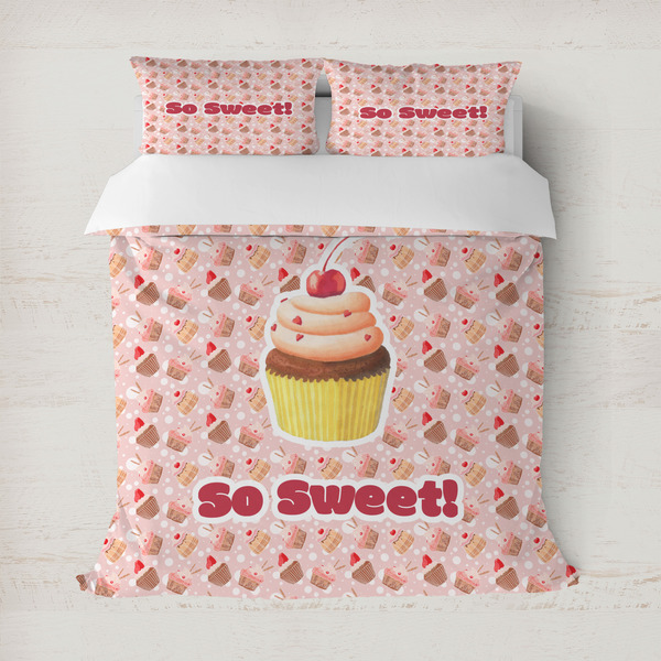 Custom Sweet Cupcakes Duvet Cover Set - Full / Queen w/ Name or Text