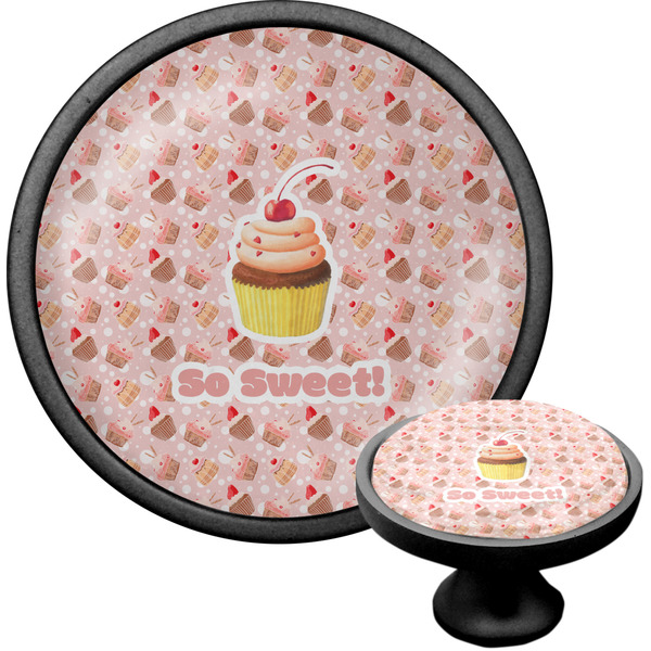 Custom Sweet Cupcakes Cabinet Knob (Black) (Personalized)