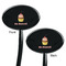 Sweet Cupcakes Black Plastic 7" Stir Stick - Double Sided - Oval - Front & Back