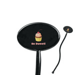 Sweet Cupcakes 7" Oval Plastic Stir Sticks - Black - Single Sided (Personalized)