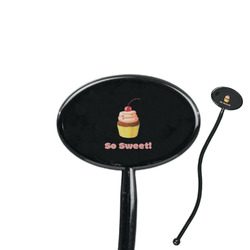 Sweet Cupcakes 7" Oval Plastic Stir Sticks - Black - Single Sided (Personalized)