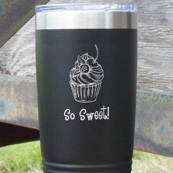 Sweet Cupcakes 20 oz Stainless Steel Tumbler - Black - Single Sided (Personalized)