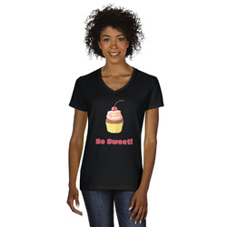 Sweet Cupcakes V-Neck T-Shirt - Black (Personalized)