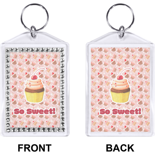 Sweet Cupcakes Bling Keychain (Front + Back)
