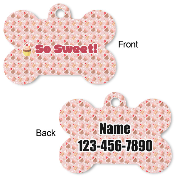 Sweet Cupcakes Bone Shaped Dog ID Tag - Large - Approval