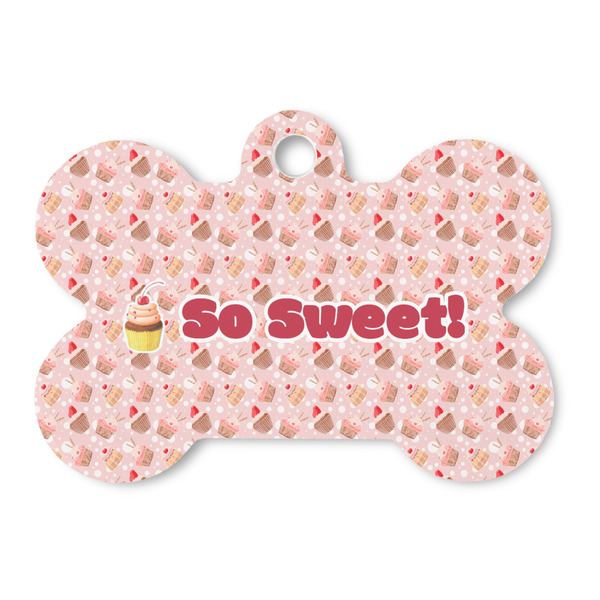 Custom Sweet Cupcakes Bone Shaped Dog ID Tag - Large (Personalized)