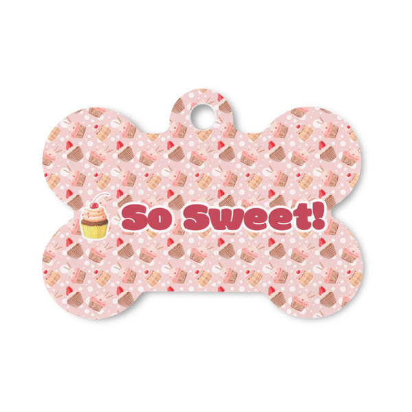 Custom Sweet Cupcakes Bone Shaped Dog ID Tag - Small (Personalized)