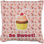Sweet Cupcakes Faux-Linen Throw Pillow 16" w/ Name or Text