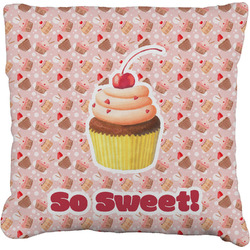 Sweet Cupcakes Faux-Linen Throw Pillow 16" w/ Name or Text