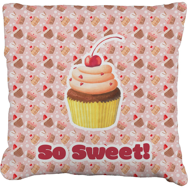 Custom Sweet Cupcakes Faux-Linen Throw Pillow 16" w/ Name or Text