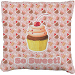 Sweet Cupcakes Faux-Linen Throw Pillow 18" w/ Name or Text