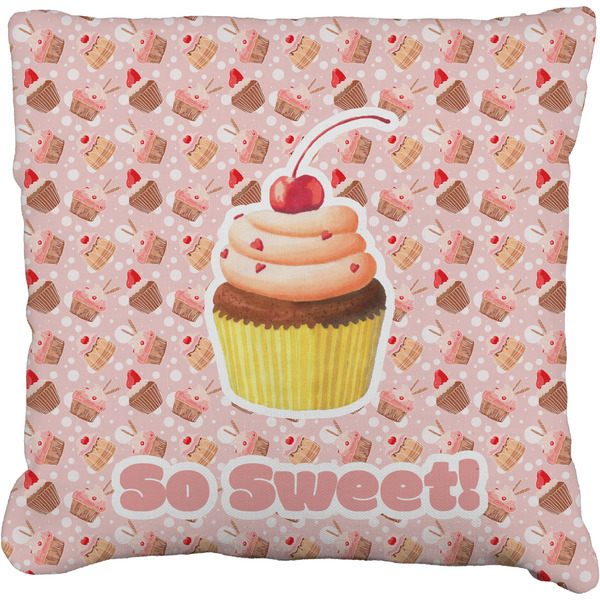 Custom Sweet Cupcakes Faux-Linen Throw Pillow 18" w/ Name or Text