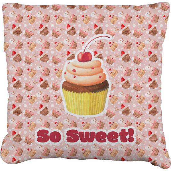 Custom Sweet Cupcakes Faux-Linen Throw Pillow 26" w/ Name or Text
