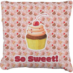 Sweet Cupcakes Faux-Linen Throw Pillow (Personalized)
