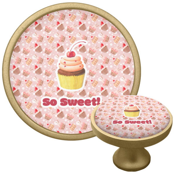 Custom Sweet Cupcakes Cabinet Knob - Gold (Personalized)