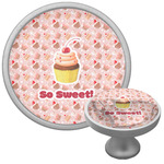 Sweet Cupcakes Cabinet Knob (Silver) (Personalized)