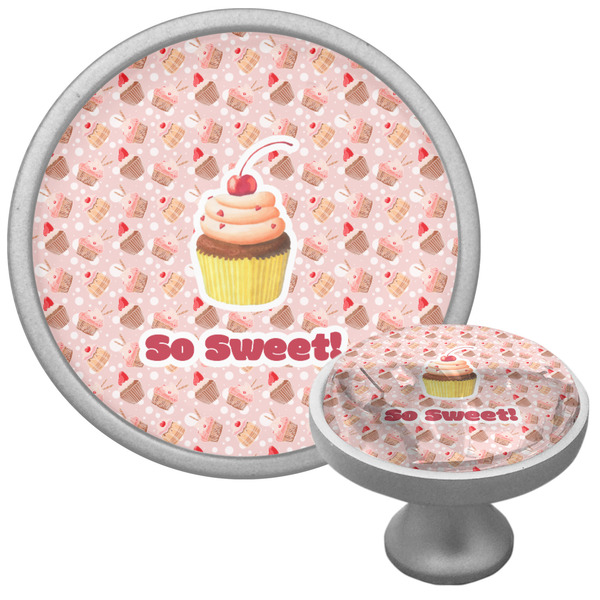 Custom Sweet Cupcakes Cabinet Knob (Silver) (Personalized)