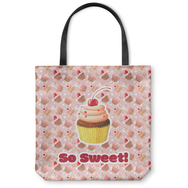 Custom Sweet Cupcakes Canvas Tote Bag - Large - 18"x18" w/ Name or Text