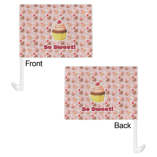 Sweet Cupcakes Car Flag - 11" x 8" - Front & Back View