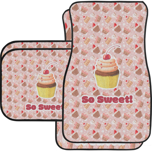 Custom Sweet Cupcakes Car Floor Mats Set - 2 Front & 2 Back w/ Name or Text