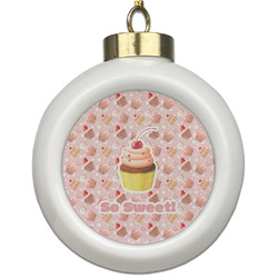 Sweet Cupcakes Ceramic Ball Ornament (Personalized)